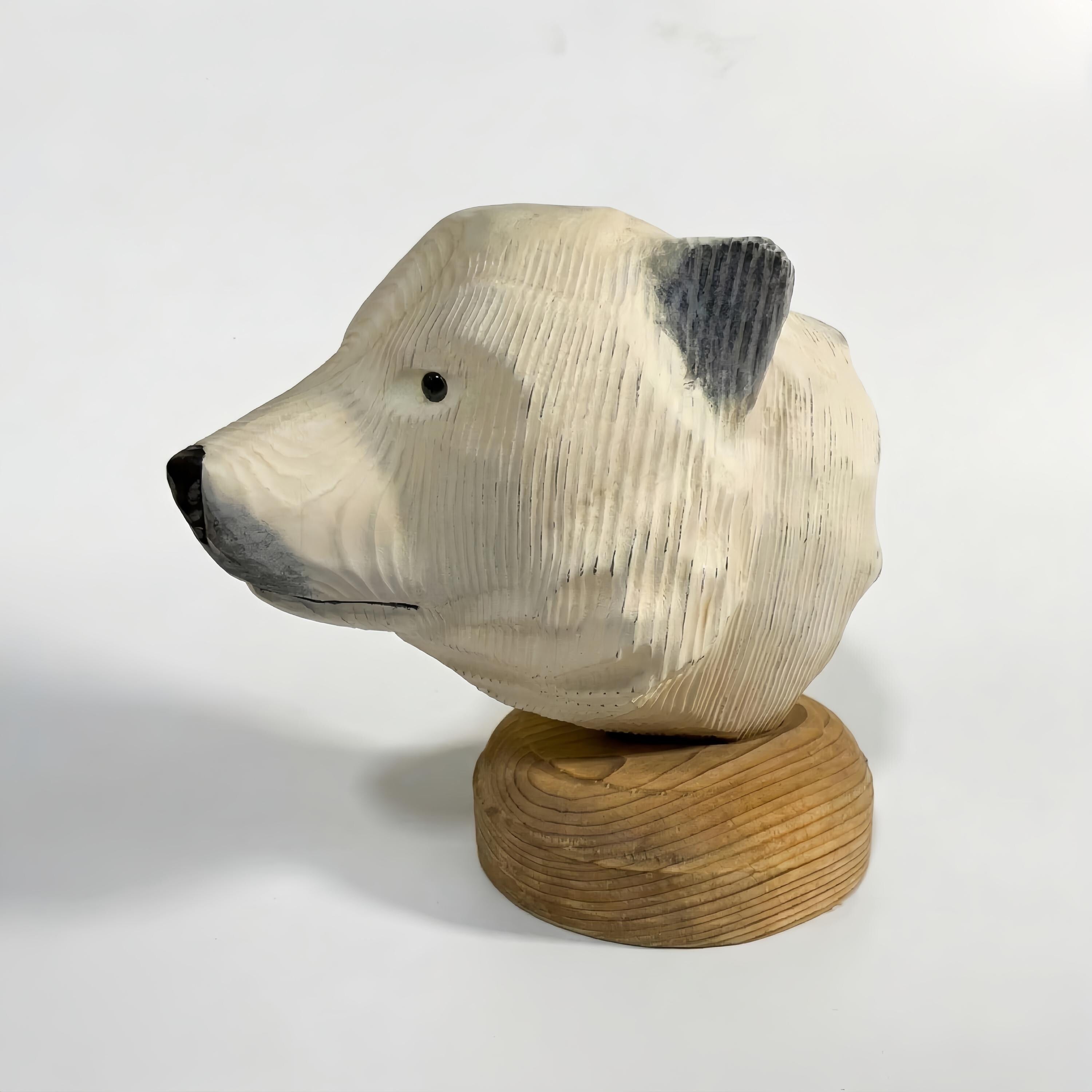 Hand-Carved Wooden Polar Bear Sculpture, Rustic Arctic Animal Decor, Nature Lover Gift