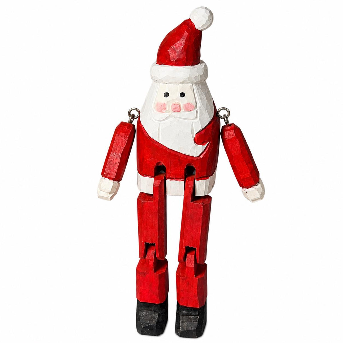 Charming Wooden Santa or Reindeer Shelf Sitter, Articulated Jointed Figure Christmas Decor, Rustic Holiday Gift for Home