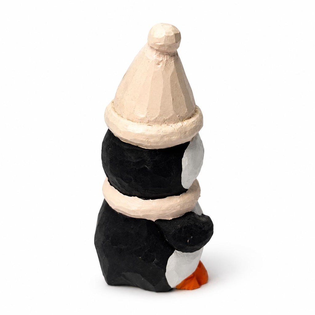 Cozy Hand Carved Wood Penguin Figurine Rustic Winter Animal Decor Wooden Woodland Art Cute Christmas Nursery Gift for Kids