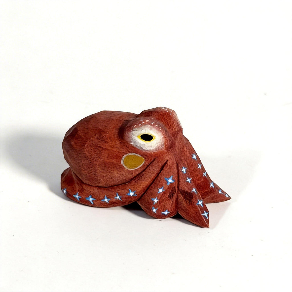 Whimsical Wooden Octopus Figurine, Hand Carved Nautical Decor, Cute Ocean Animal Desk Pet, Unique Marine Life Gift for Sea Lovers