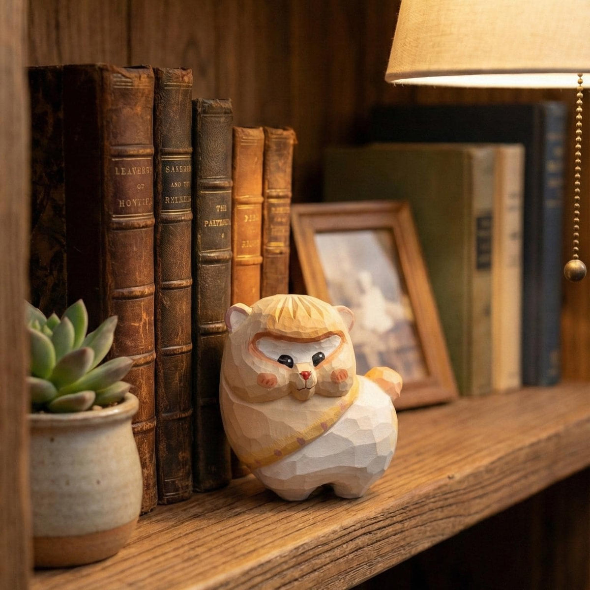 Chubby Wooden Alpaca Figurine, Hand Carved Llama Decor, Animal Statue, Whimsical Desk Accessory