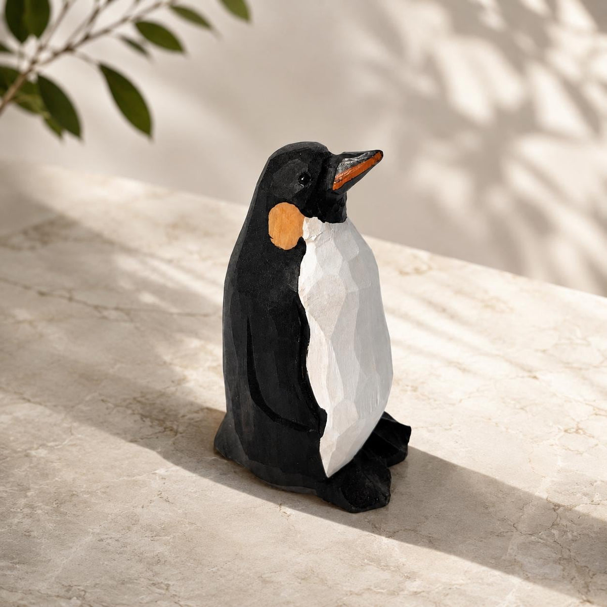 Whimsical Wooden Penguin Figurine Hand Carved Bird Decor Shelf Art Gift for Bird Lover