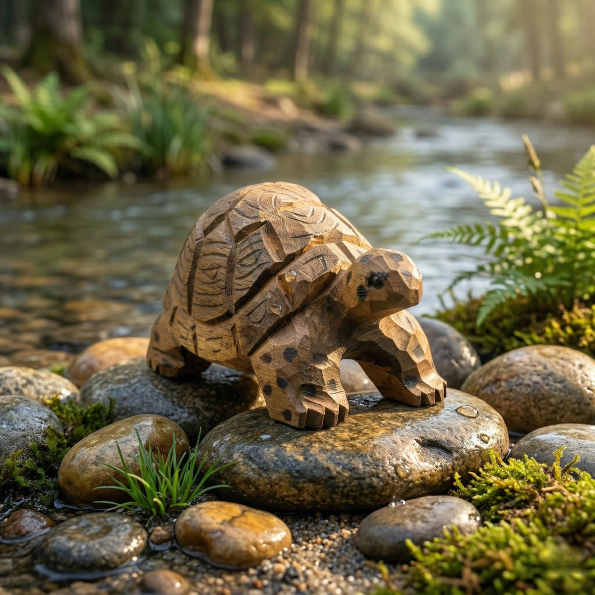 Hand-Carved Wooden Turtle Figurine | Rustic Woodland Animal Decor | Miniature Tortoise Sculpture | Unique Nature Lover Gift for Desk
