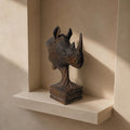 Majestic Wooden Rhino Bust Hand Carved Animal Sculpture Rustic Safari Desk Decor Unique Wildlife Lover Gift for Him