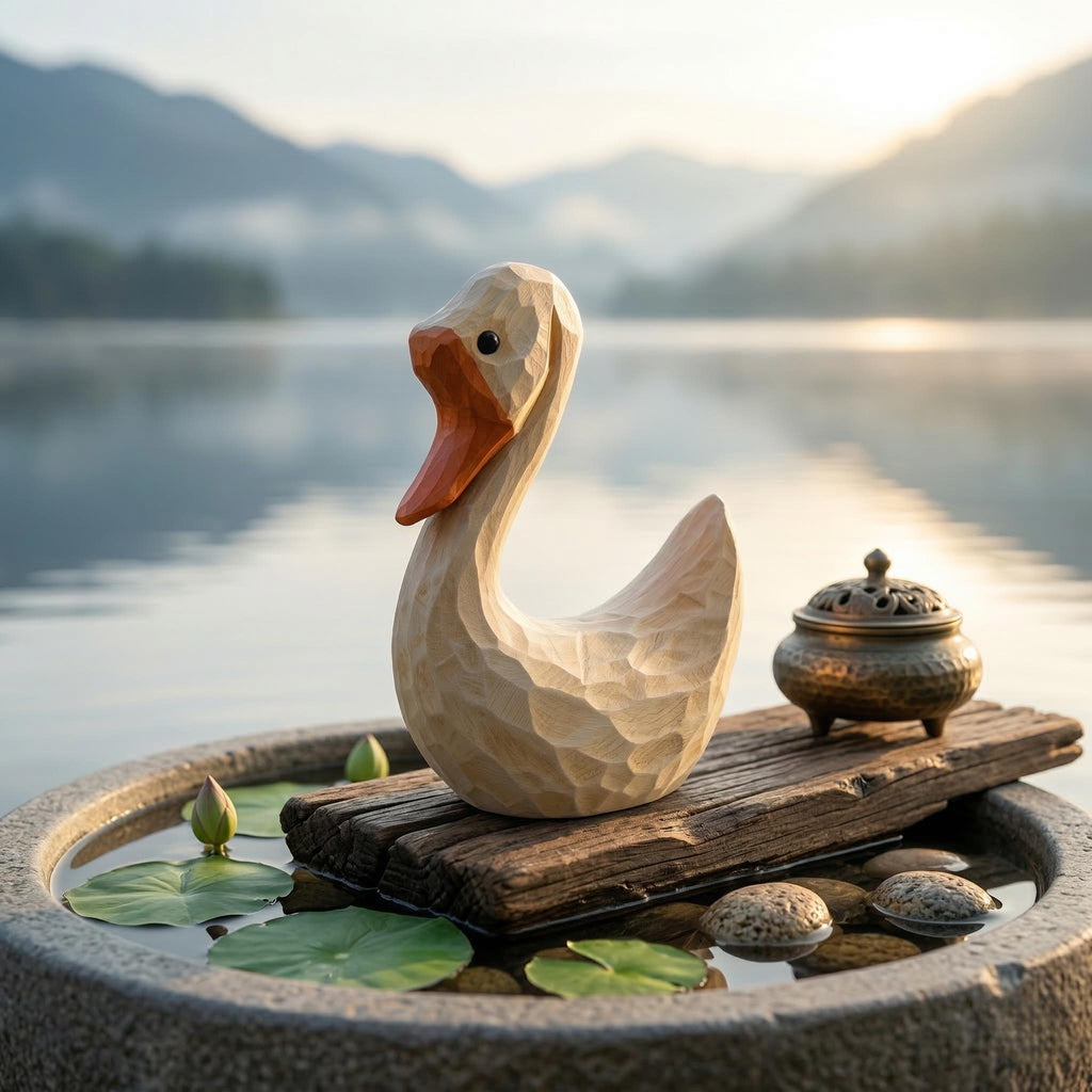 Whimsical Wooden Goose Figurine | Hand Carved Wood Bird Sculpture | Rustic Nursery Decor | Shelf Sitter Art | Gift for Animal Lover
