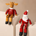 Charming Wooden Santa or Reindeer Shelf Sitter, Articulated Jointed Figure Christmas Decor, Rustic Holiday Gift for Home