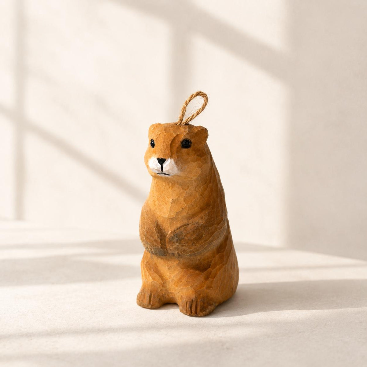 Whimsical Wooden Groundhog Ornament Hand Carved Forest Animal Decor Cute Prairie Dog Figurine Nature Lover Gift