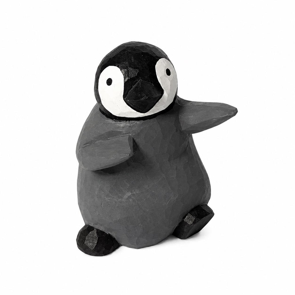 Whimsical Wooden Penguin Figurine Hand Carved Animal Decor Nursery Ornament Unique Baby Shower Gift