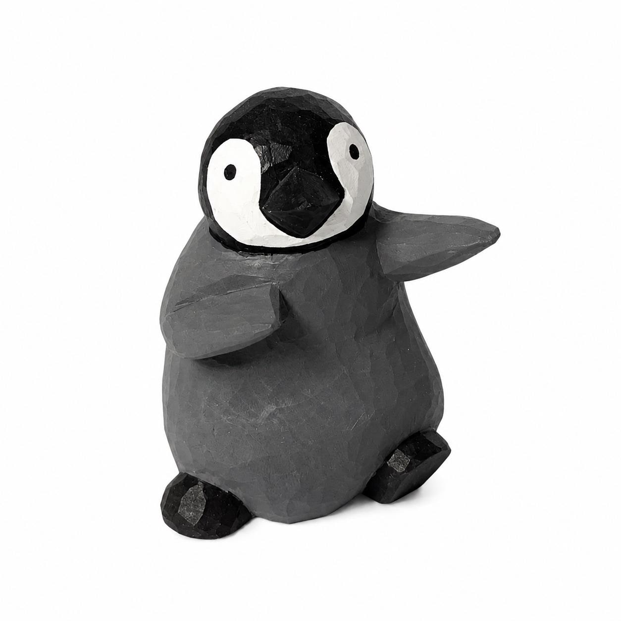 Whimsical Wooden Penguin Figurine Hand Carved Animal Decor Nursery Ornament Unique Baby Shower Gift