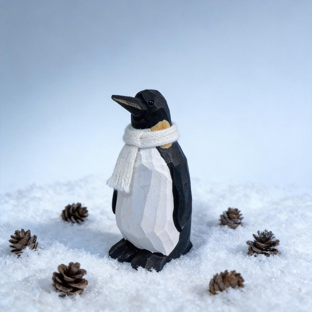 Hand-Carved Wooden Penguin Figurine | Geometric Minimalist Bird Decor | Rustic Nursery Art | Unique Gift for Animal Lovers & Bird Watchers