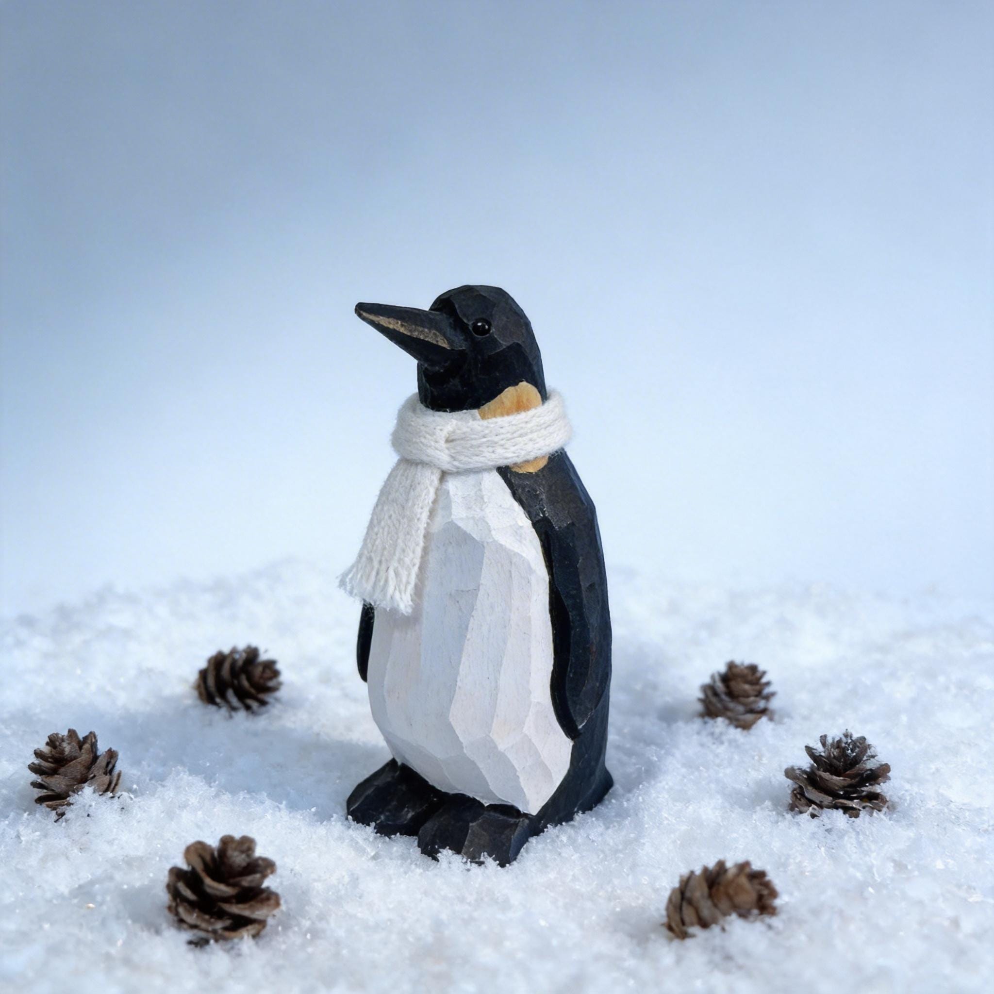 Hand-Carved Wooden Penguin Figurine | Geometric Minimalist Bird Decor | Rustic Nursery Art | Unique Gift for Animal Lovers & Bird Watchers