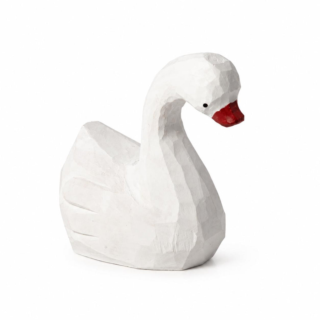 Whimsical White Wood Swan Hand Carved Bird Rustic Nursery Decor Unique Gift