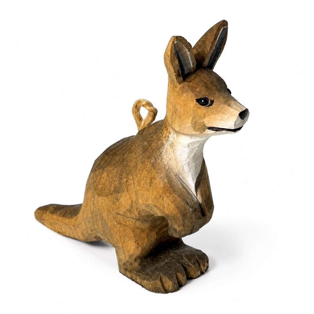 Hand-Carved Wooden Kangaroo Figurine Rustic Australian Wildlife Decor Unique Gift for Animal Lovers
