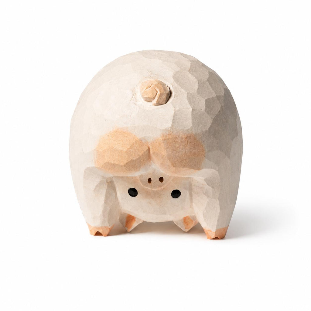 Whimsical Wooden Pig Figurine Hand Carved Animal Rustic Farmhouse Decor Cute Desk Accessory Gift for Pig Lover