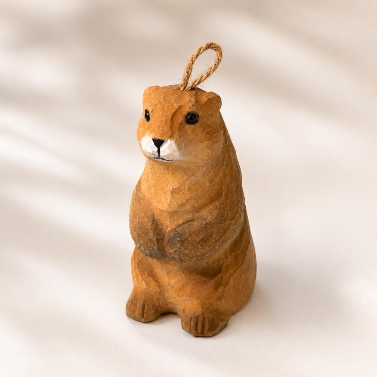 Whimsical Wooden Groundhog Ornament Hand Carved Forest Animal Decor Cute Prairie Dog Figurine Nature Lover Gift