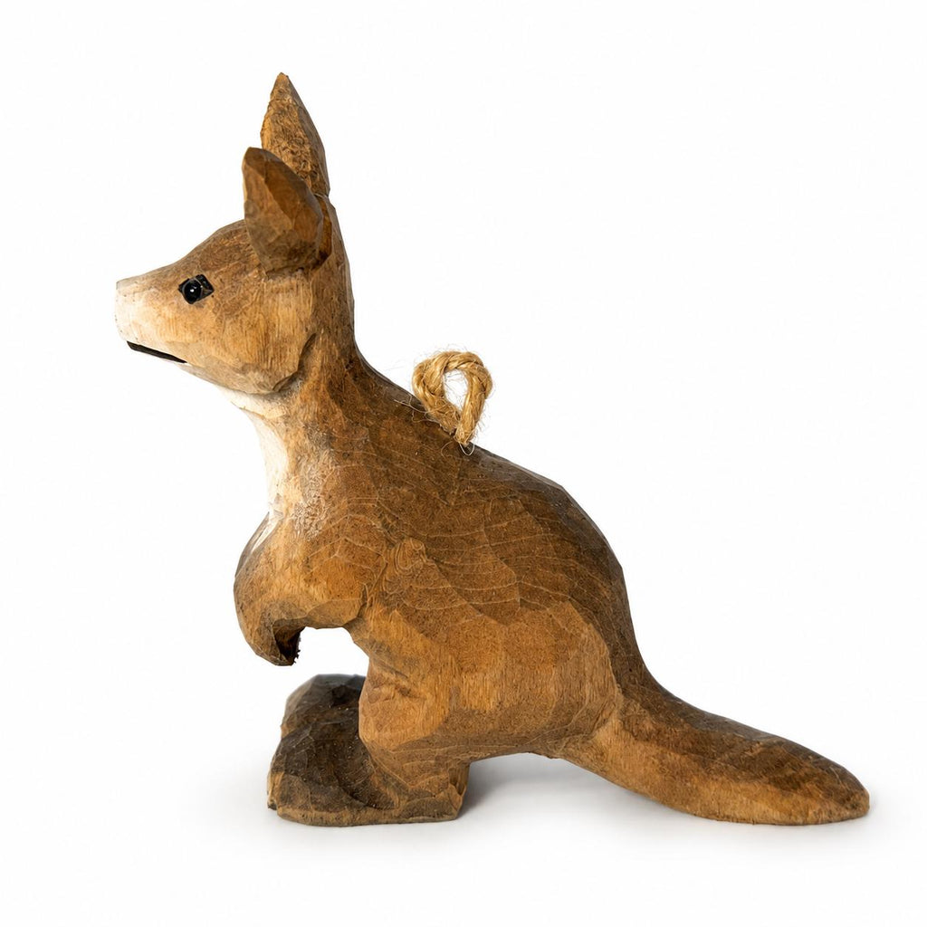 Hand-Carved Wooden Kangaroo Figurine Rustic Australian Wildlife Decor Unique Gift for Animal Lovers