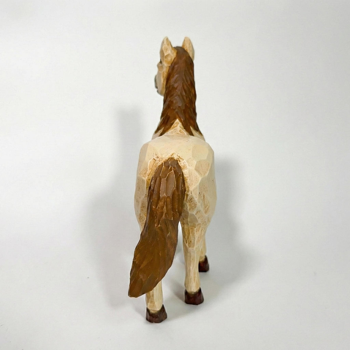 Whimsical Hand-Carved Wooden Horse Figurine, Rustic Equine Statue, Geometric Animal Art, Farmhouse Decor, Horse Lover Gift Idea