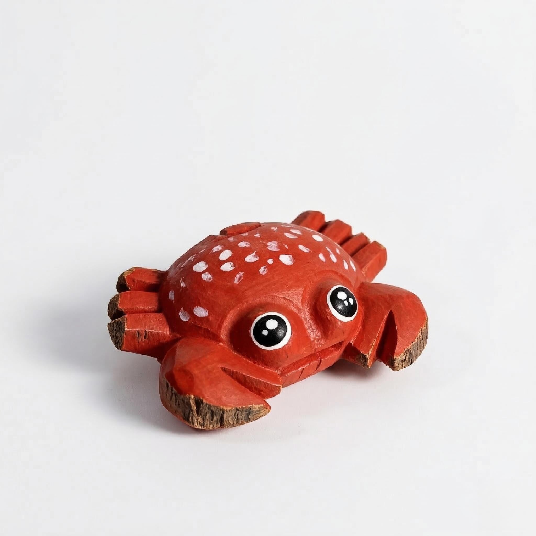 Cute Red Wooden Crab Figurine Hand Carved Coastal Decor Nautical Nursery Wood Animal Sculpture Beach Lover Gift Ocean Desk Pet