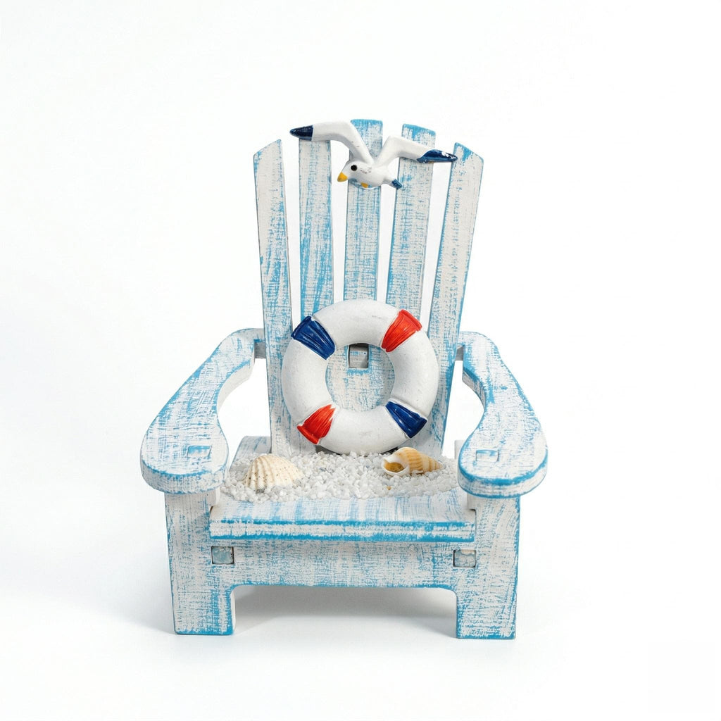 Coastal Blue Miniature Adirondack Chair Set of 3 Beach Theme Wooden Decor Nautical Shelf Sitter Summer Vacation Housewarming Gift