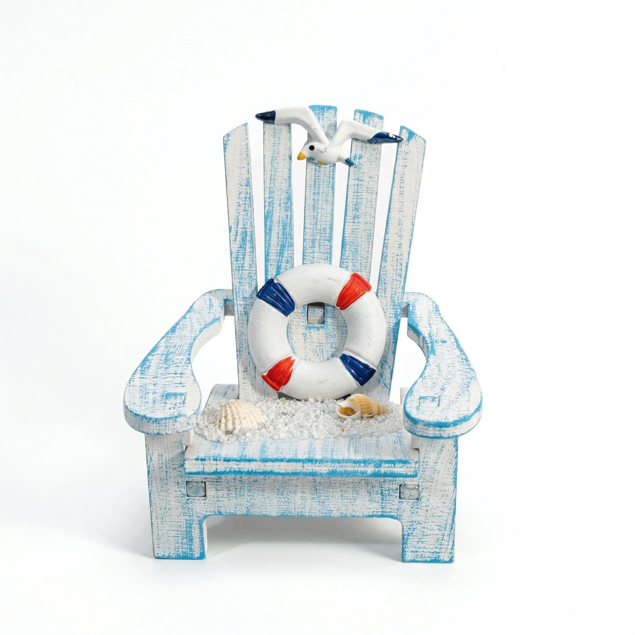 Coastal Blue Miniature Adirondack Chair Set of 3 Beach Theme Wooden Decor Nautical Shelf Sitter Summer Vacation Housewarming Gift