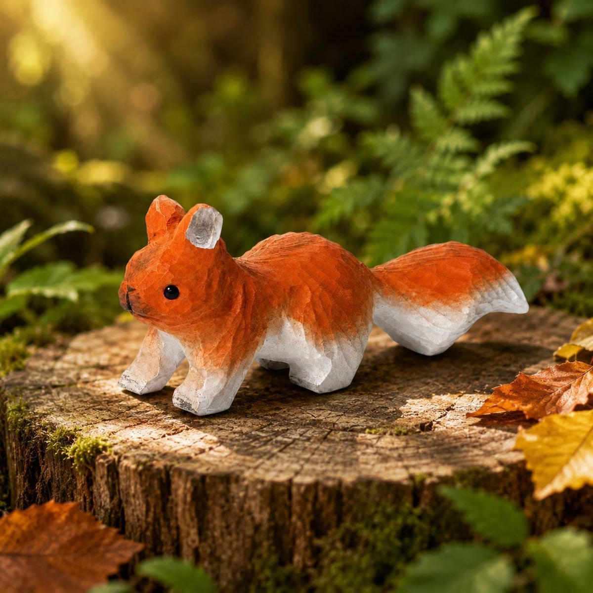 Playful Red Squirrel Wood Carving Rustic Forest Animal Figurine Handcrafted Nature Lover Decor Unique Woodland Gift for Kids