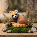 Whimsical Hand Carved Wooden Red Panda Figurine, Rustic Woodland Animal Decor, Cute Red Panda Lover Gift, Unique Wood Art Shelf Sitter