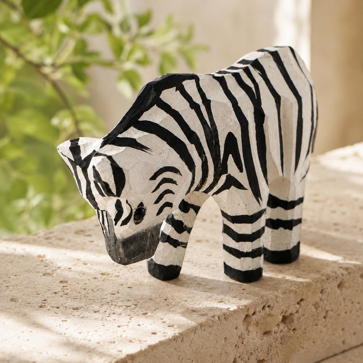 Whimsical Wooden Zebra Hand Carved Animal Figurine Safari Nursery Decor Rustic Wood Carving Wildlife Art Unique Gift for Animal Lover