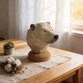 Hand-Carved Wooden Polar Bear Sculpture, Rustic Arctic Animal Decor, Nature Lover Gift