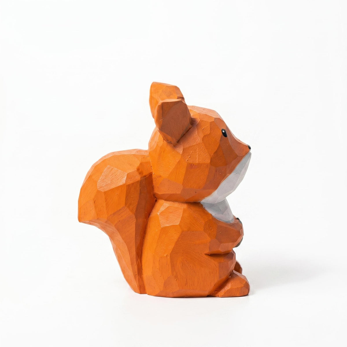 Whimsical Hand Carved Wooden Squirrel Figurine, Rustic Woodland Animal Decor, Cute Desk Accessory, Unique Gift for Nature Lovers