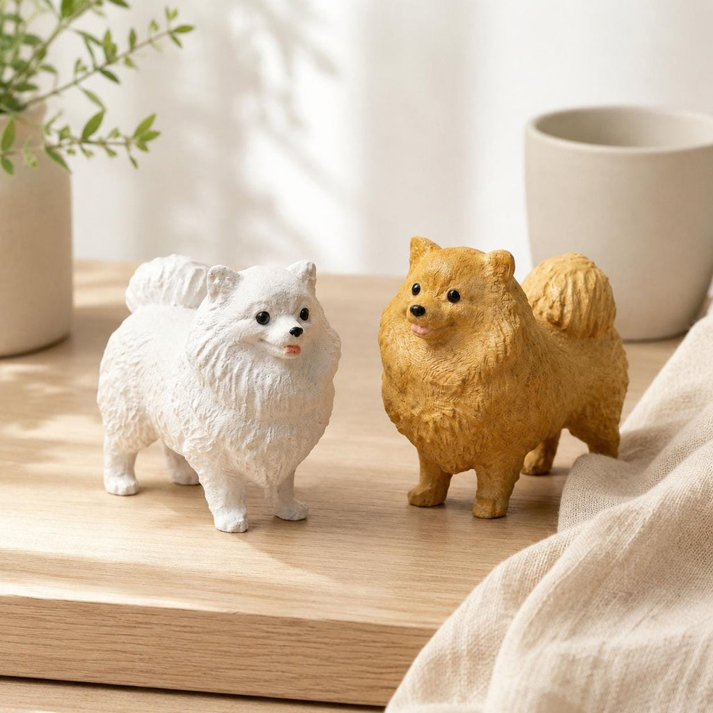 Fluffy Pomeranian Wood Carving, Cute Dog Figurine, Pet Memorial Gift, Wooden Puppy Statue, Desk Decor for Dog Lovers