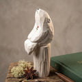 Whimsical Wooden Polar Bear Figurine Hand Carved Animal Statue With Red Flower Romantic Anniversary Gift For Nature Lovers