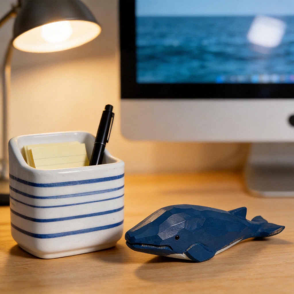 Rustic Blue Wooden Whale Carving | Coastal Home Decor | Handcrafted Nautical Nursery Art | Ocean Lover Gift | Wooden Marine Animal Figurine