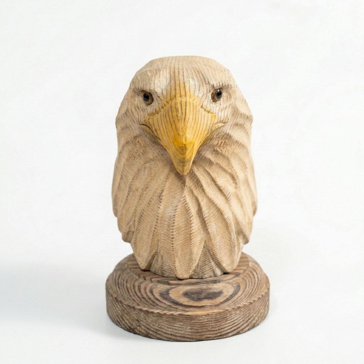 Majestic Eagle Head Wood Carving, Hand-Carved Bald Eagle Bust, Rustic Nature Home Decor, Unique Gift for Bird Lovers, Wildlife Office Art