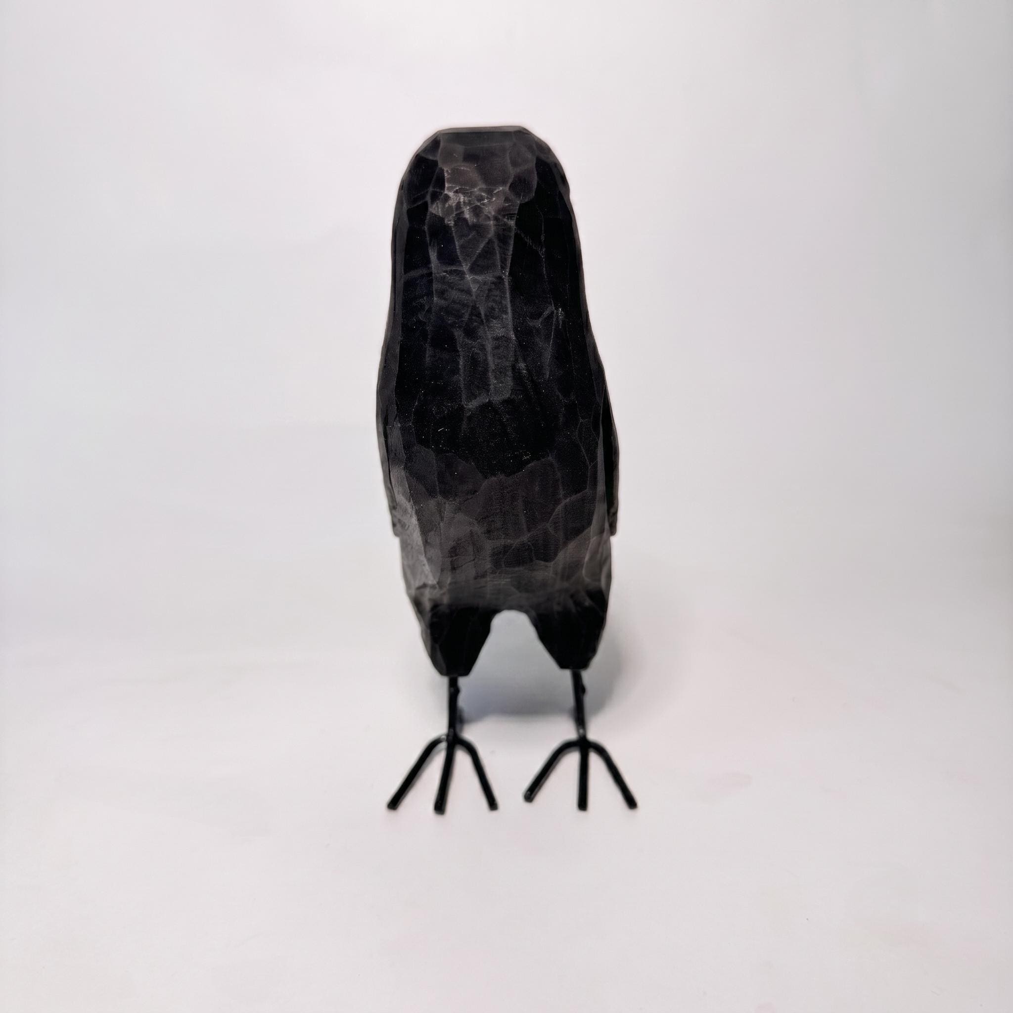 Hand Carved Black Raven Wooden Crow Figurine Rustic Bird Sculpture Gothic Home Decor Unique Wood Anniversary Gift for Nature Lover