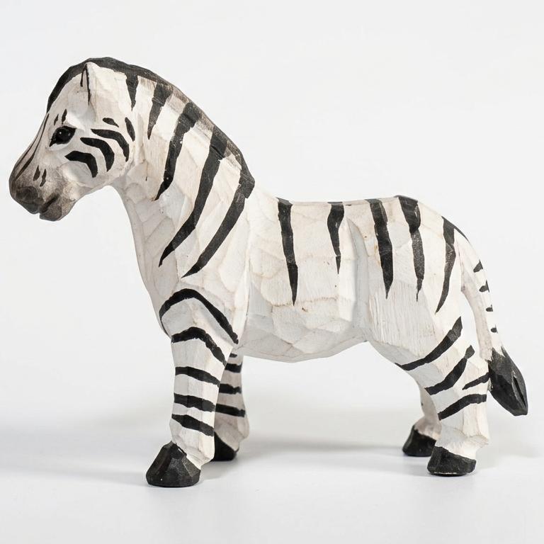Hand-Carved Zebra Wood Figurine, Whimsical African Safari Decor, Minimalist Animal Sculpture, Unique Gift for Animal Lovers & Kids