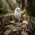 Hand Carved Wooden Snowy Owl Figurine, Rustic Woodland Bird Decor, Miniature Wood Animal Sculpture, Unique Gift for Bird Lovers Nature Fan