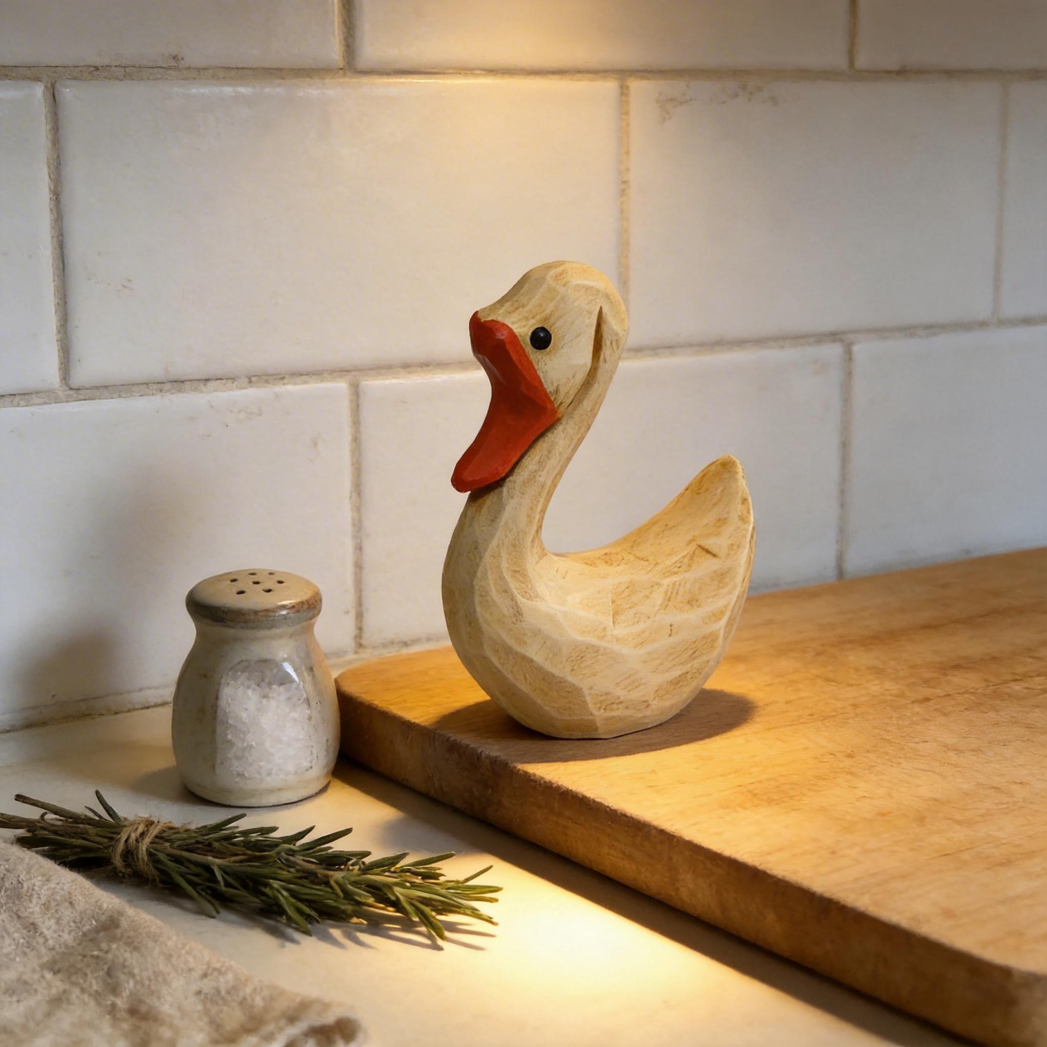 Whimsical Wooden Goose Figurine | Hand Carved Wood Bird Sculpture | Rustic Nursery Decor | Shelf Sitter Art | Gift for Animal Lover