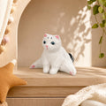 Whimsical White Cat Wood Carving Funny Sploot Kitty Figurine Cat Lover Gift