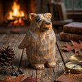 Whimsical Hand Carved Wooden Bear Figurine, Cute Grizzly Bear Statue, Rustic Forest Animal Decor, Unique Wood Anniversary Gift, Nursery Art
