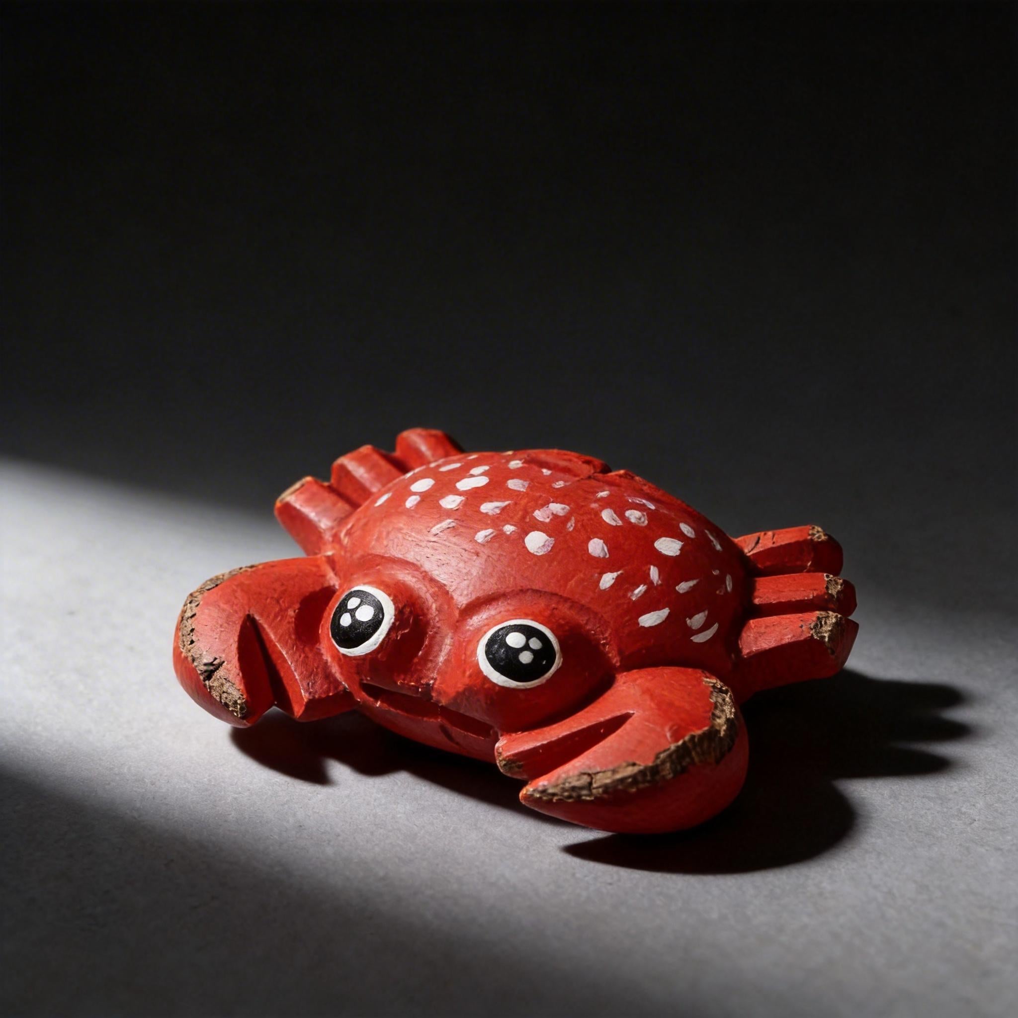Cute Red Wooden Crab Figurine Hand Carved Coastal Decor Nautical Nursery Wood Animal Sculpture Beach Lover Gift Ocean Desk Pet