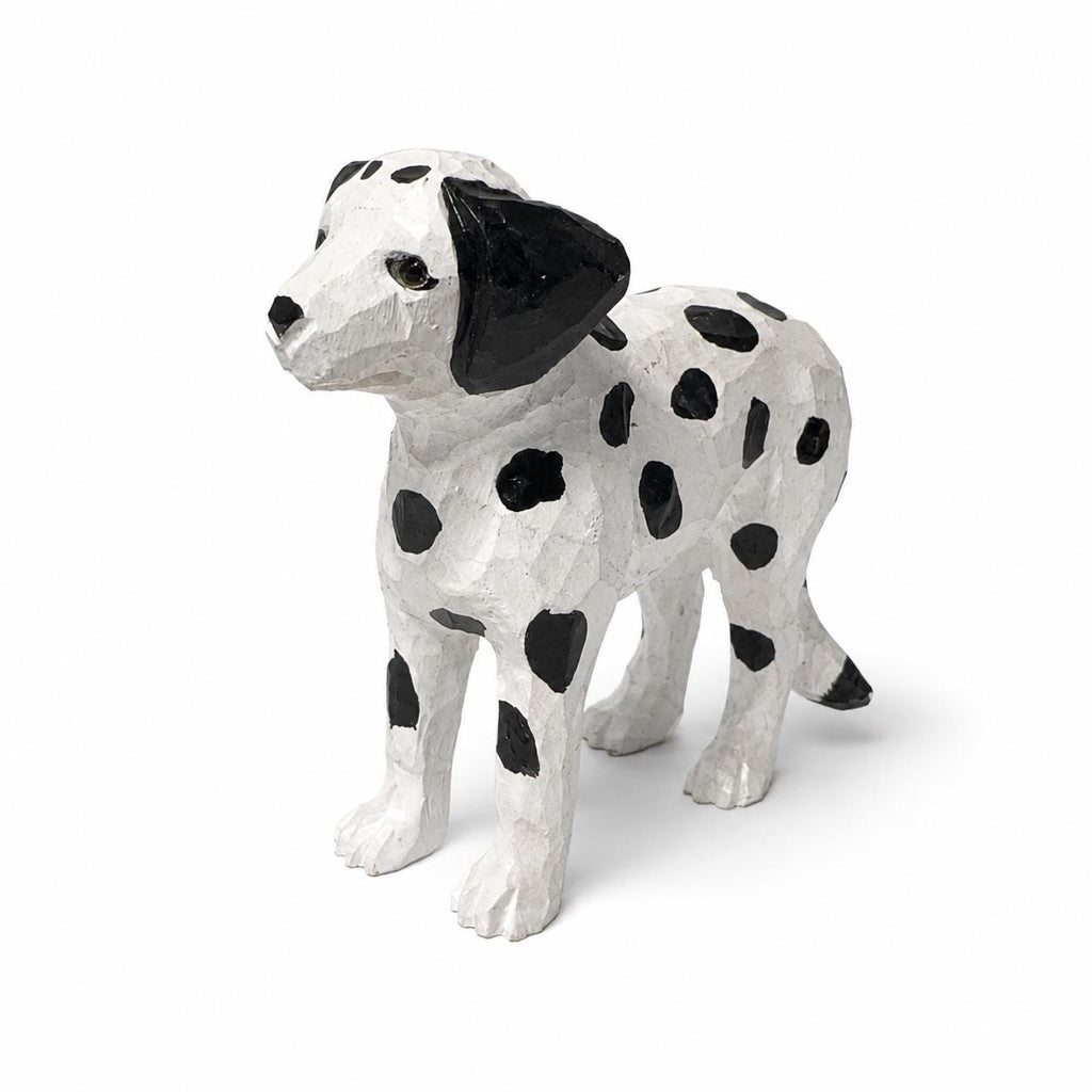 Hand-Carved Wooden Dalmatian Figurine | Spotted Puppy Sculpture | Whimsical Dog Desk Decor | Unique Pet Lover Gift