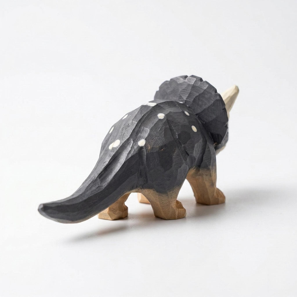 Hand Carved Wooden Triceratops Figurine, Rustic Nursery Art, Woodland Dinosaur Decor
