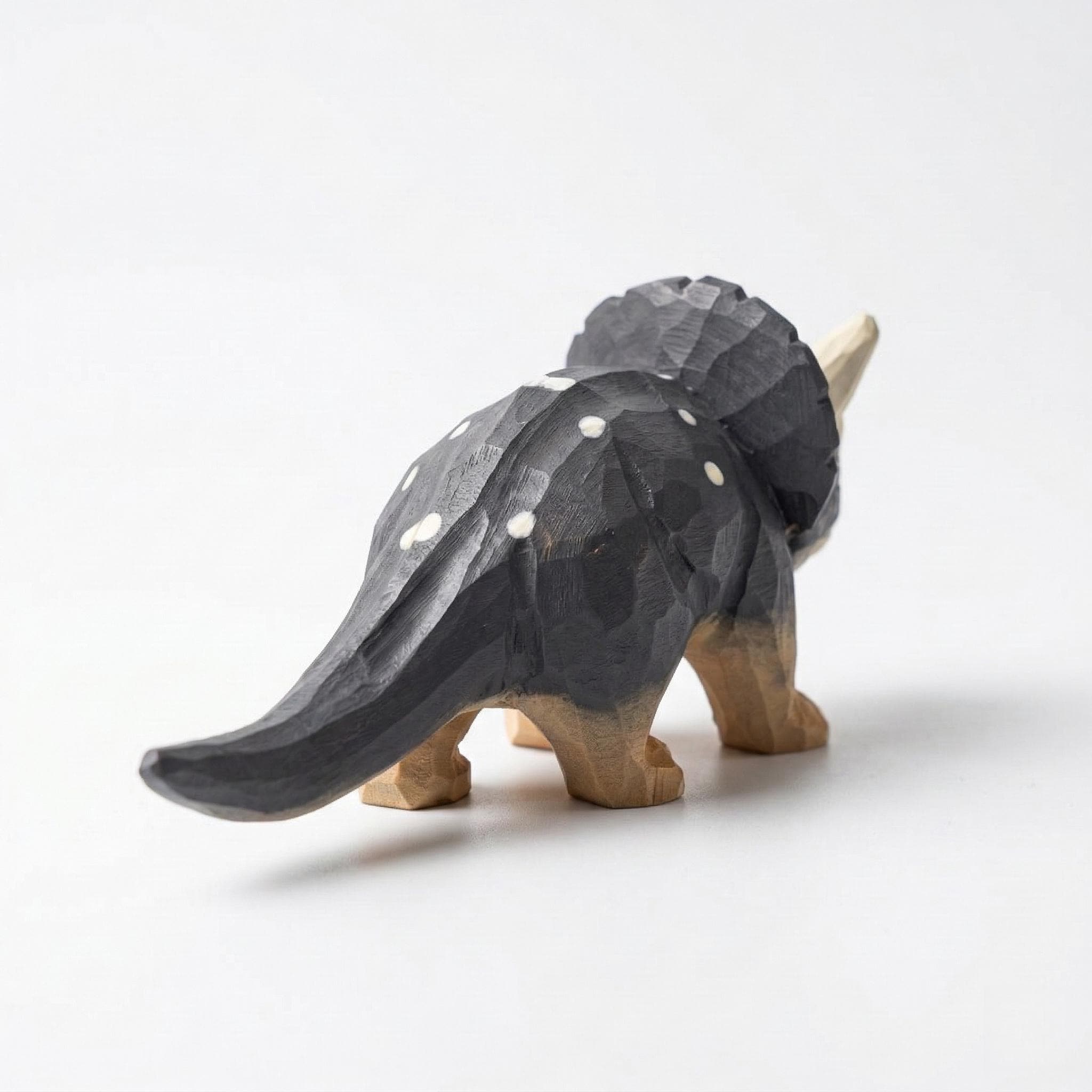 Hand Carved Wooden Triceratops Figurine, Rustic Nursery Art, Woodland Dinosaur Decor
