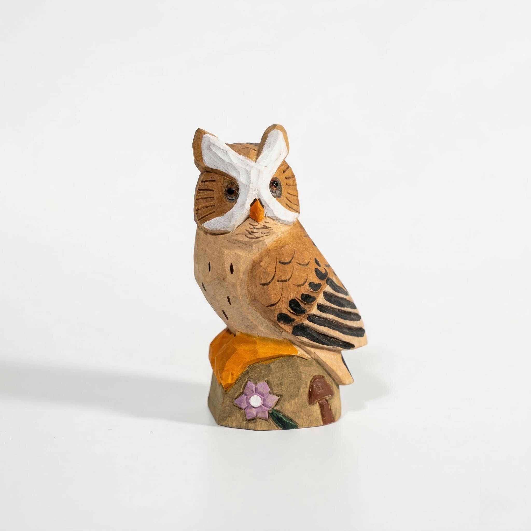 Whimsical Hand-Carved Wooden Owl Figurine, Rustic Woodland Animal Decor, Unique Bird Sculpture, Nature Lover Desk Gift Idea