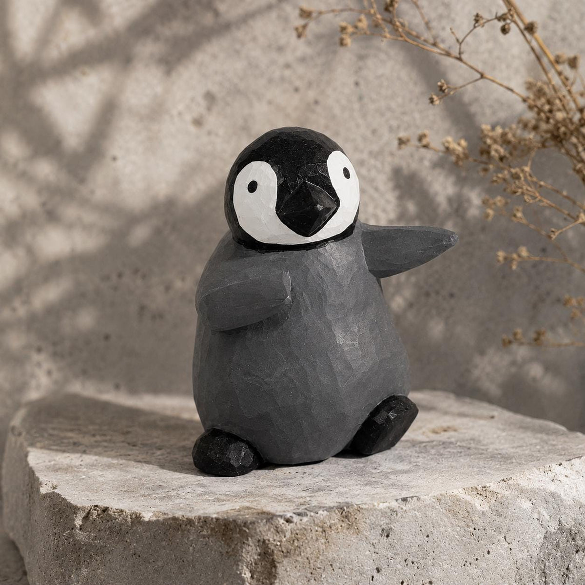 Whimsical Wooden Penguin Figurine Hand Carved Animal Decor Nursery Ornament Unique Baby Shower Gift