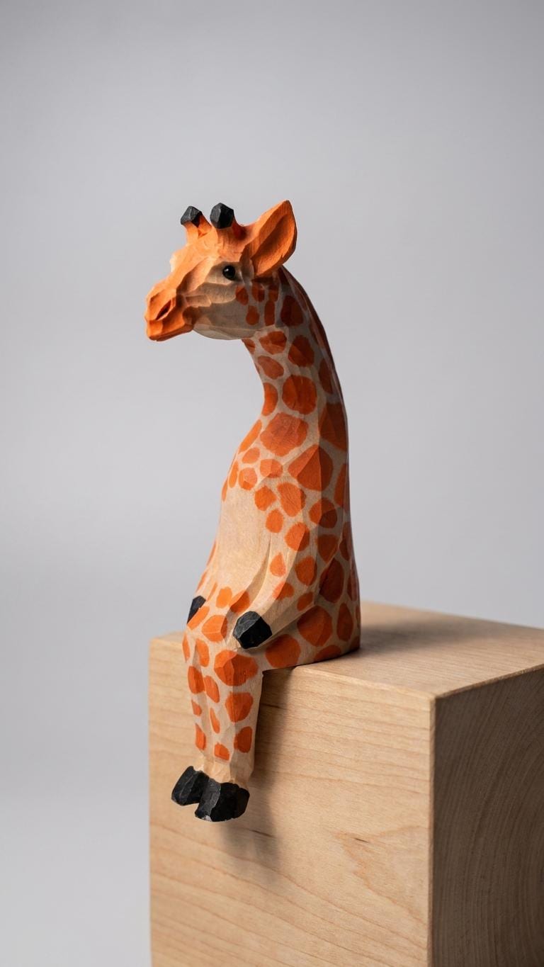 Whimsical Sitting Giraffe Wooden Shelf Sitter Handmade Safari Animal Decor Nursery Art Unique Gift for Animal Lovers