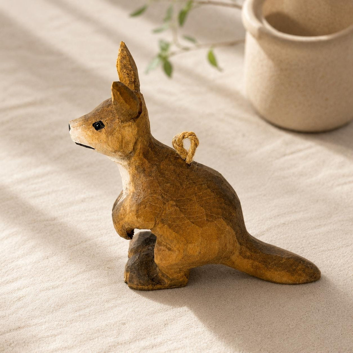 Hand-Carved Wooden Kangaroo Figurine Rustic Australian Wildlife Decor Unique Gift for Animal Lovers