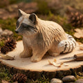 Hand Carved Wooden Raccoon Statue, Rustic Woodland Nursery Decor, Forest Animal Figurine, Garden Ornament