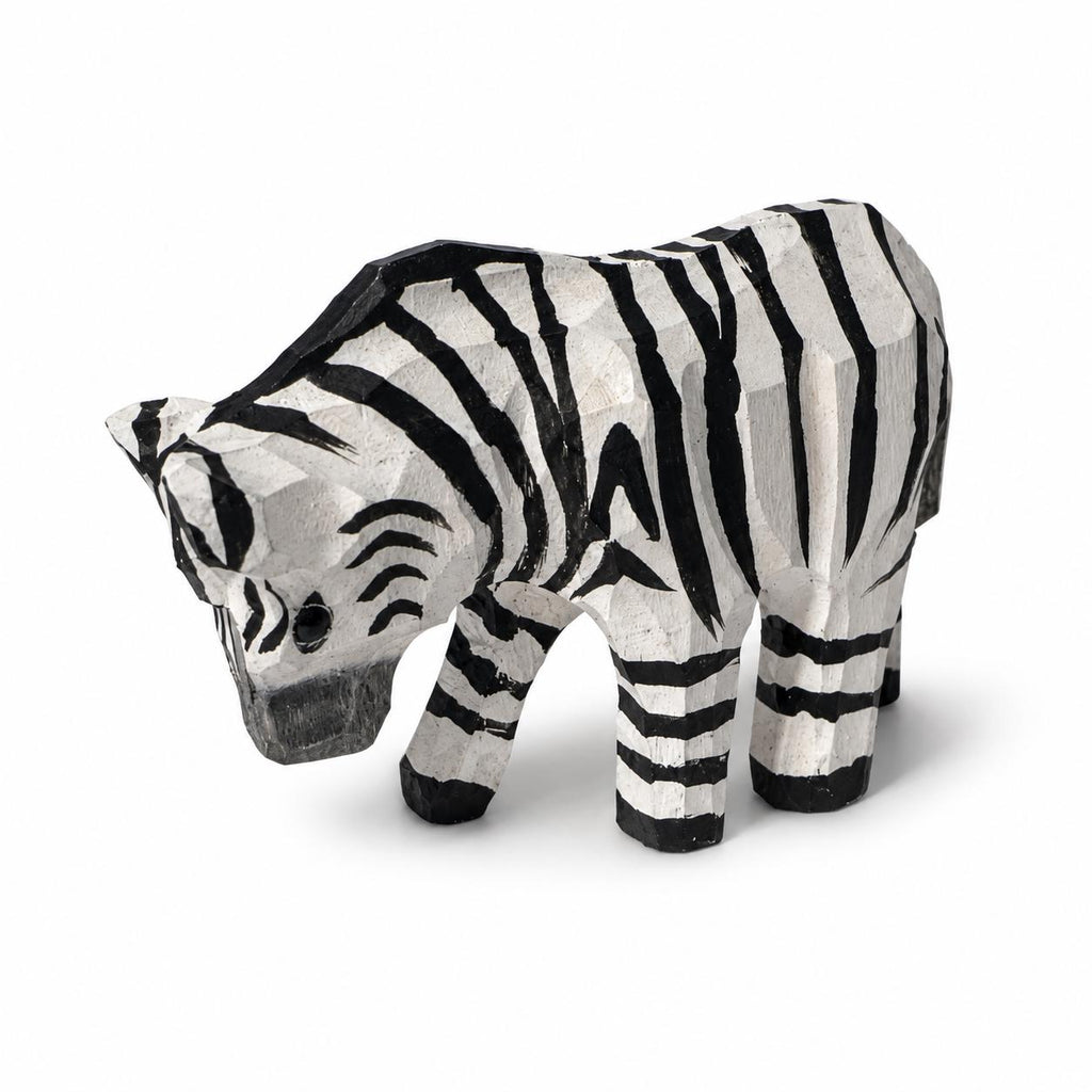 Whimsical Wooden Zebra Hand Carved Animal Figurine Safari Nursery Decor Rustic Wood Carving Wildlife Art Unique Gift for Animal Lover