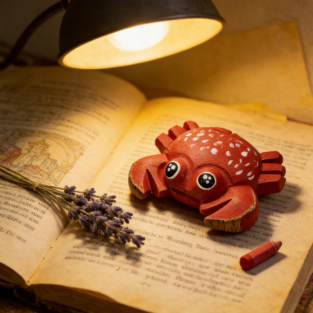 Cute Red Wooden Crab Figurine Hand Carved Coastal Decor Nautical Nursery Wood Animal Sculpture Beach Lover Gift Ocean Desk Pet